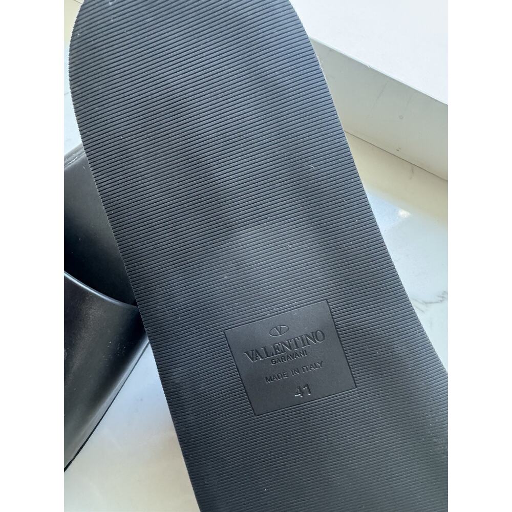 Valentino Dusty Black Leather VLogo Signature Platform Slides Size 41 Us 10.5 - Picture 13 of 15